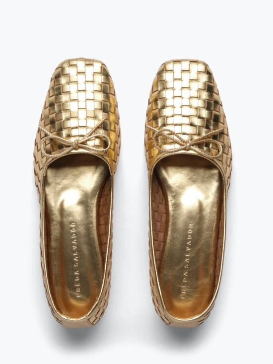 Freda Salvador Shoes - Freda Salvador Jada Square Toe Ballet Flat in Gold